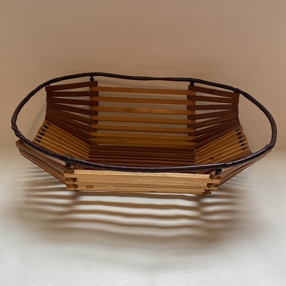 Vintage Bamboo Slatted Basket - Picture 2 of 4